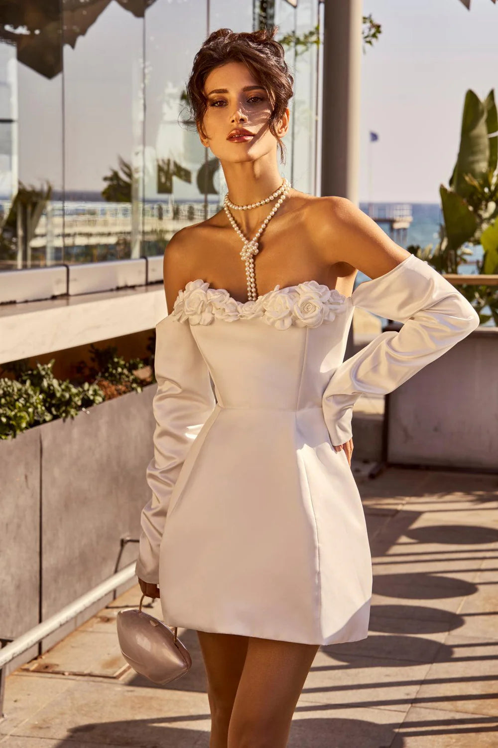 Ingrid dress styled for chic wedding guest look
