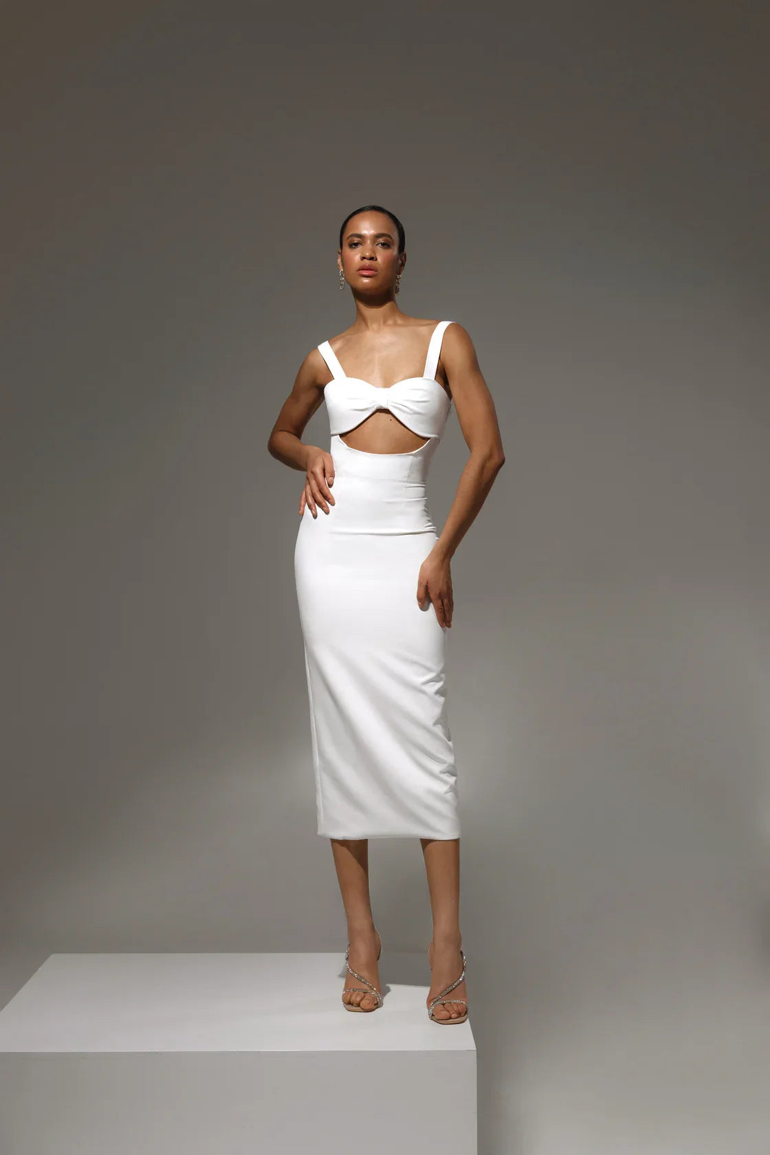 Byanka dress full front view — elegant and flowing silhouette