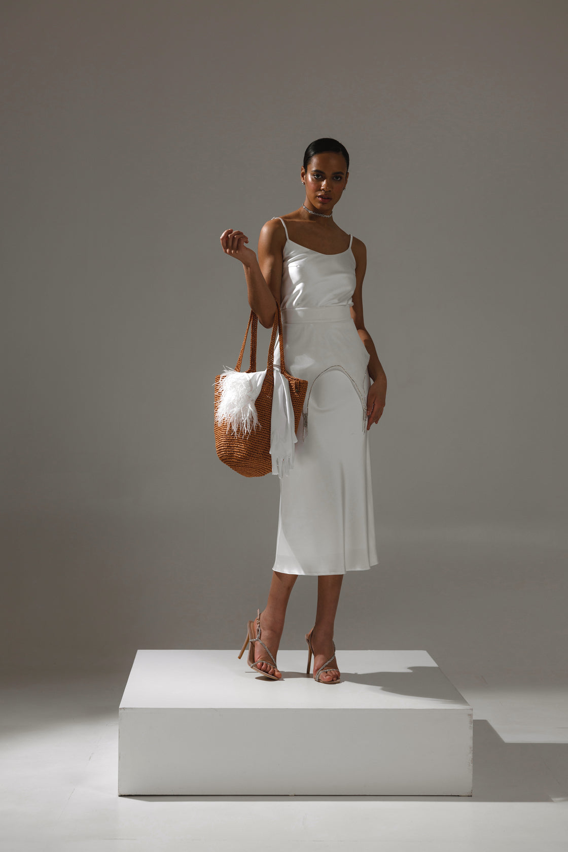 Lotos dress full front view – flowing maxi-length silhouette